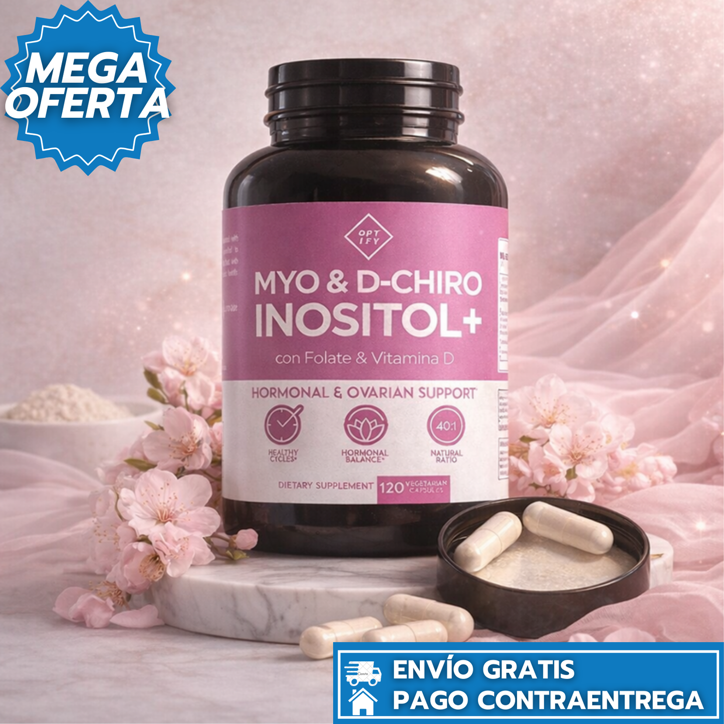 Myo & D-Chiro Inositol+ con Folato y Vitamina D3 Equilibrio Hormonal