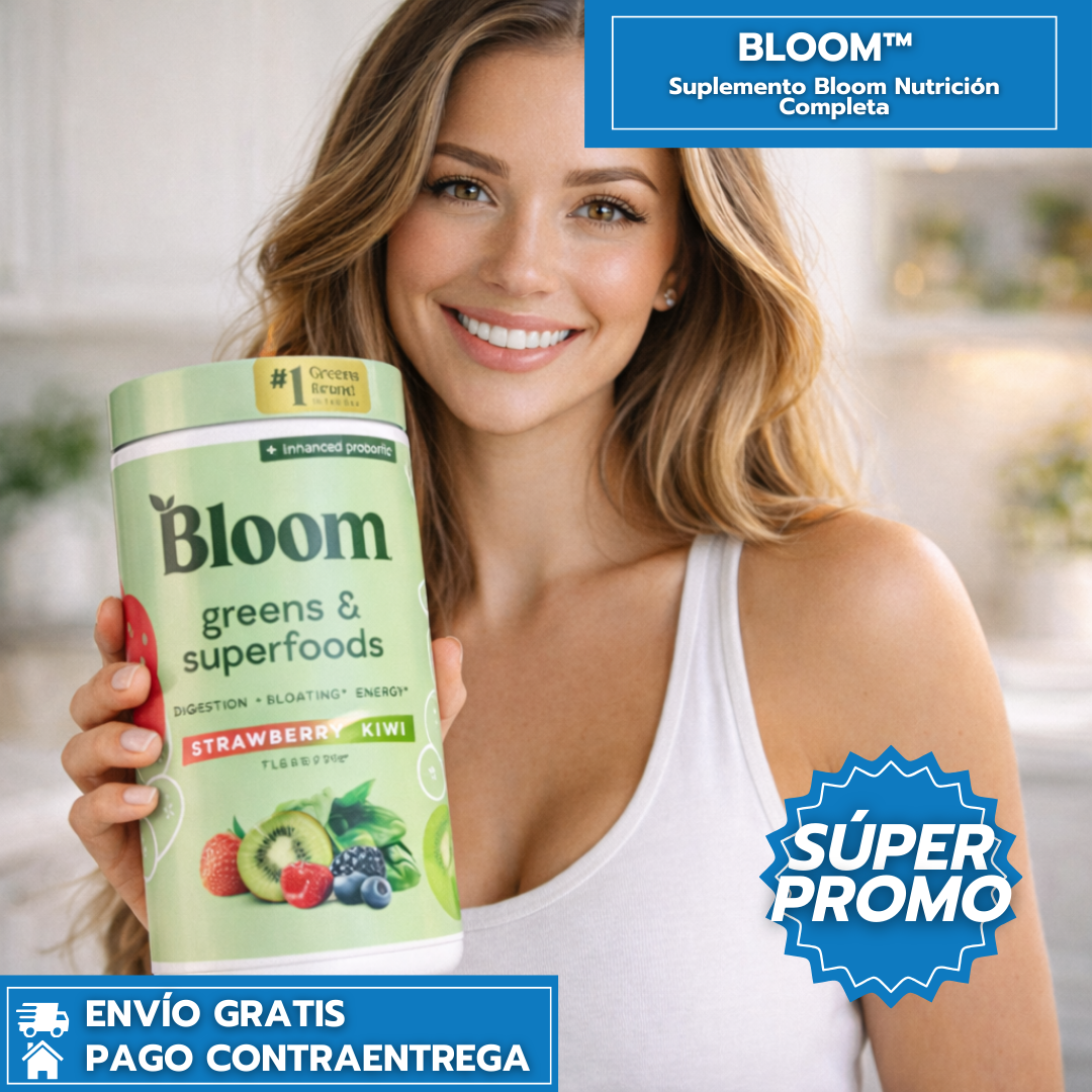 Bloom: Superalimento en polvo que mejora digestión y energía en una deliciosa cucharada diaria.
