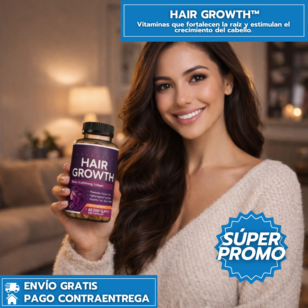 Hair Growth: Vitaminas que fortalecen la raíz y estimulan el crecimiento del cabello.