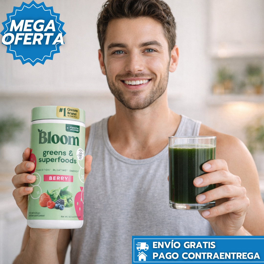 Bloom: Superalimento en polvo que mejora digestión y energía en una deliciosa cucharada diaria.