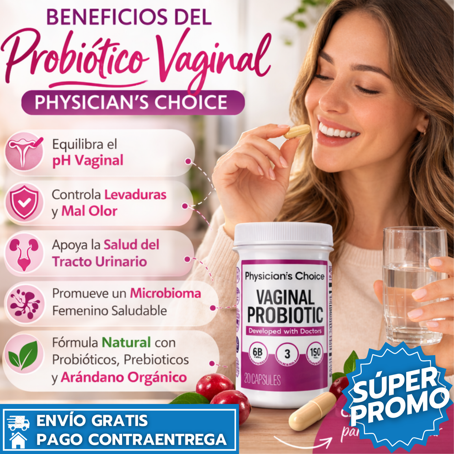 Probióticos Vaginales para la Salud Íntima Femenina + EBBOK Recupera tu bienestar intimo 📕🎁