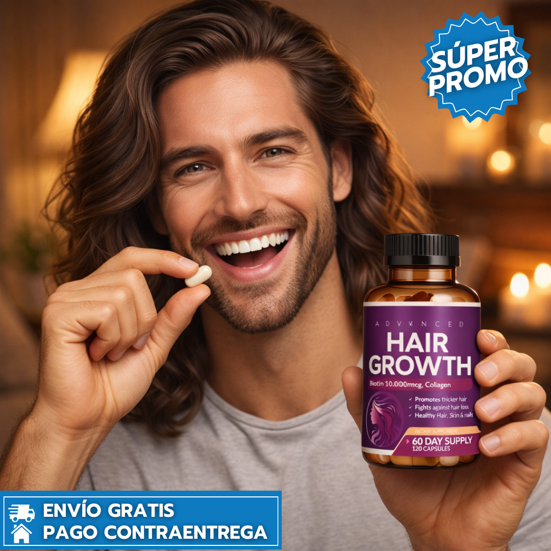 Hair Growth: Vitaminas que fortalecen la raíz y estimulan el crecimiento del cabello.