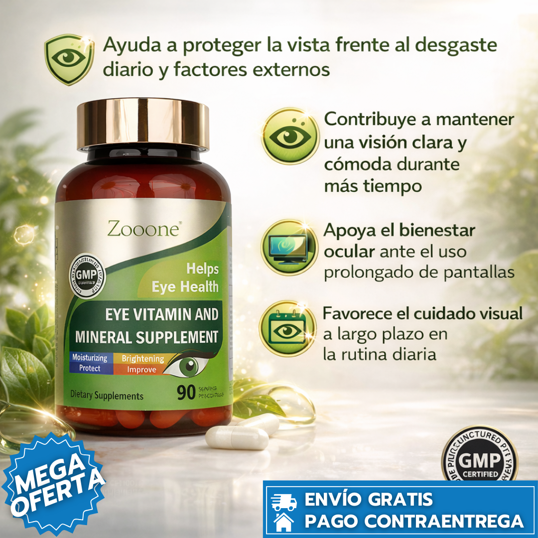 Zooone: Suplemento ocular que protege la visión y reduce la fatiga visual.