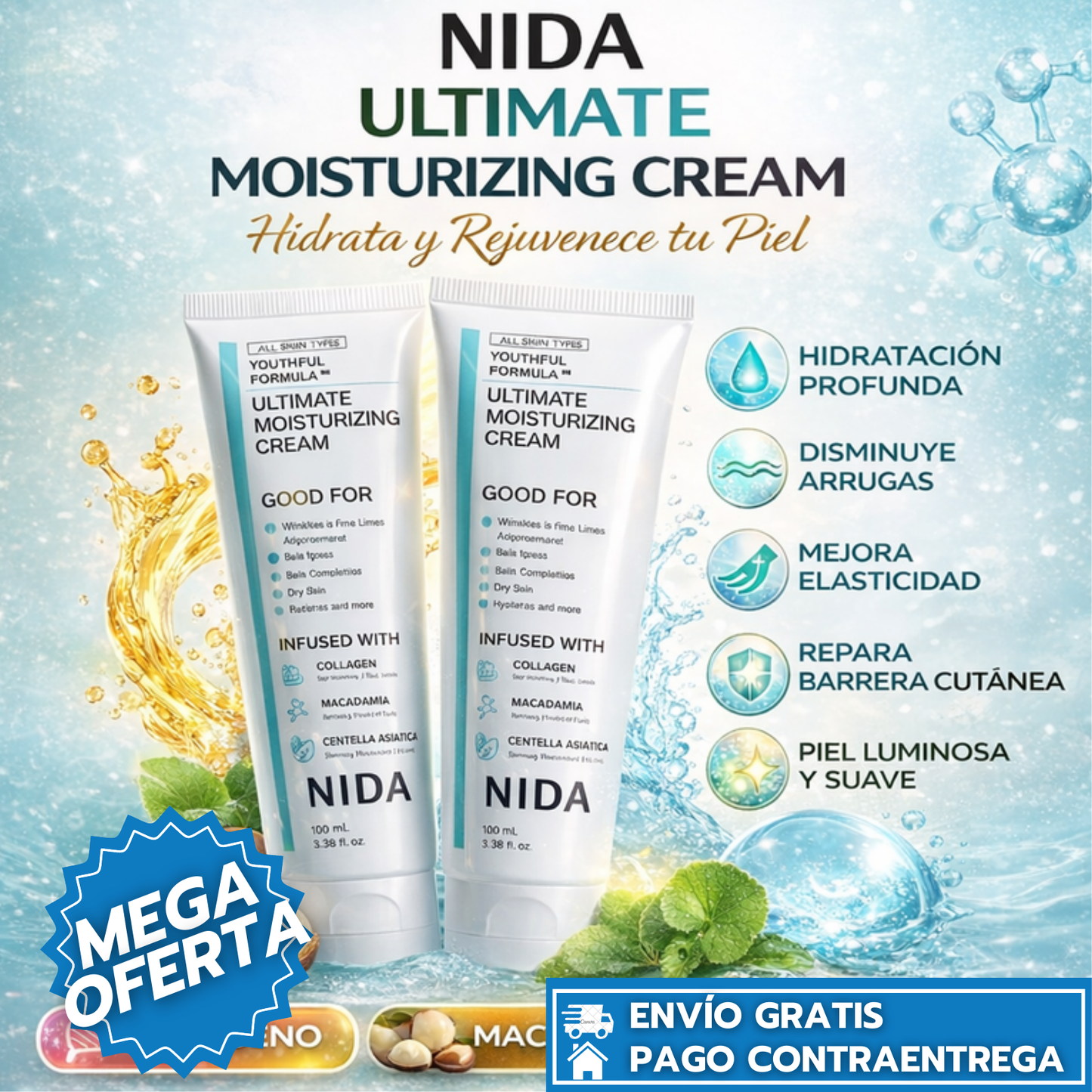 NIDA: Crema Antiedad Hidratante que Reafirma y Restaura la Piel Seca