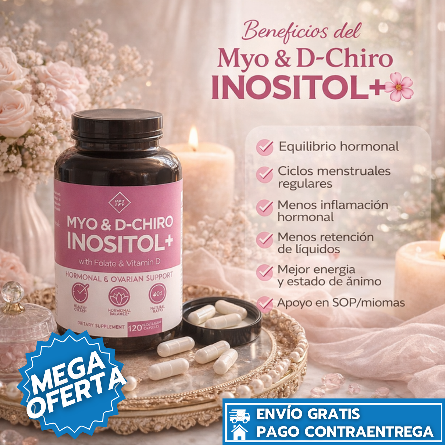 Myo & D-Chiro Inositol+ con Folato y Vitamina D3 Equilibrio Hormonal