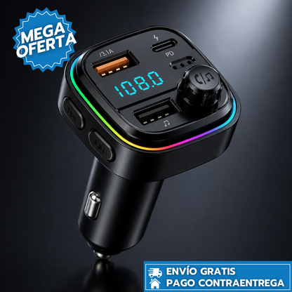 DriveAudio: Transmisor Bluetooth para Carro con Música, Llamadas Manos Libres y Carga USB Dual