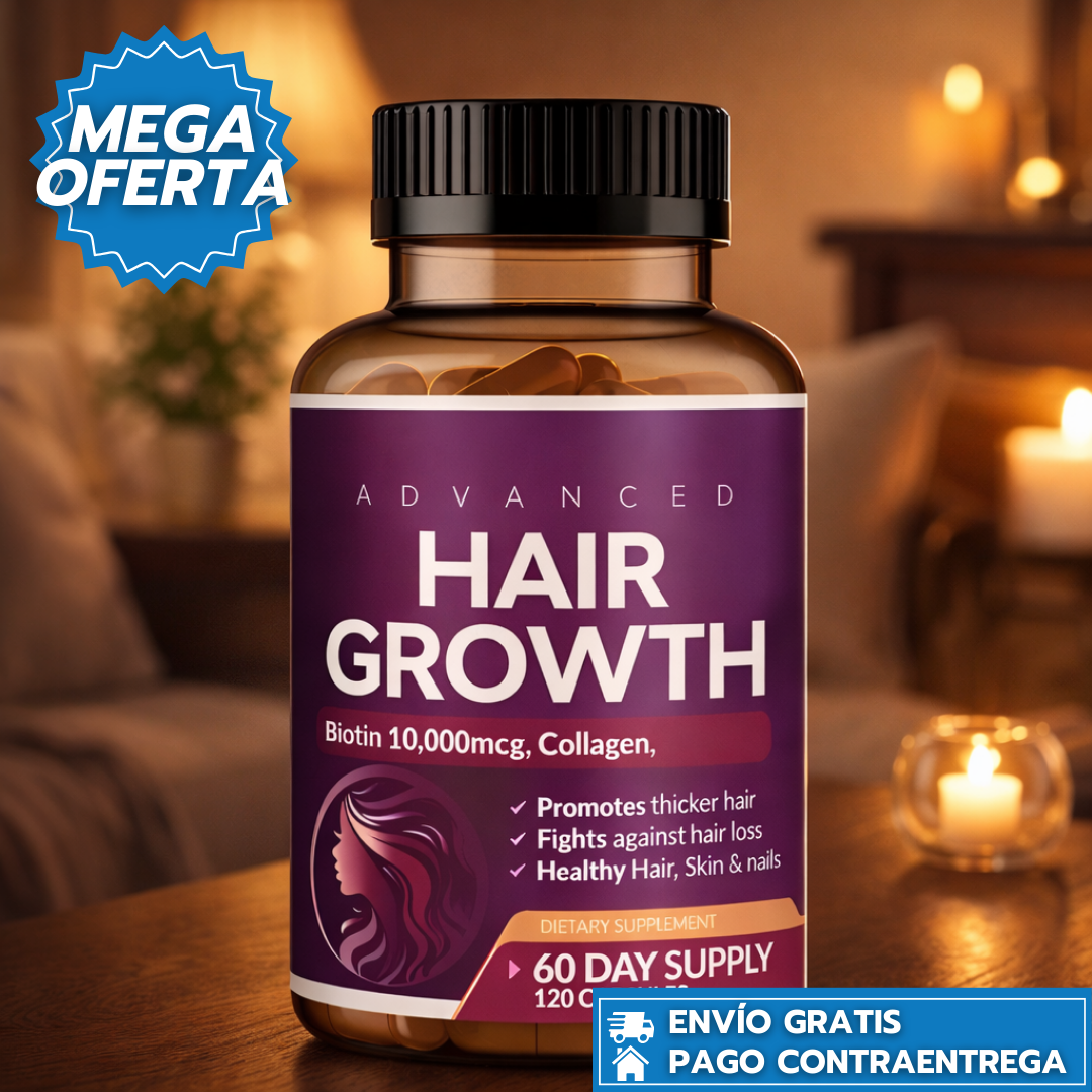 Hair Growth: Vitaminas que fortalecen la raíz y estimulan el crecimiento del cabello.