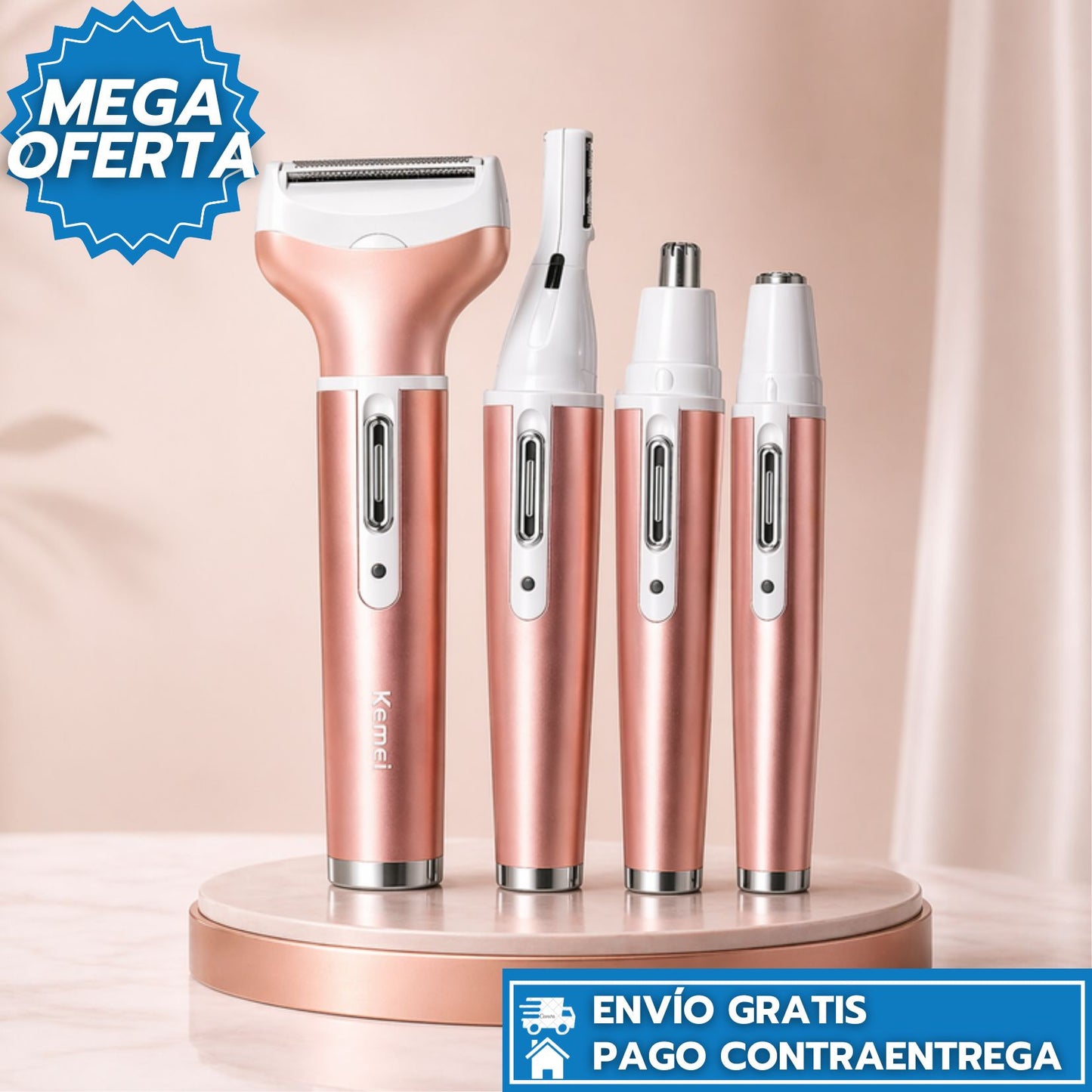Depiladora 4 en 1 Recargable que Elimina el Vello sin Dolor, Protege la Piel y Deja un Acabado Suave en Minutos