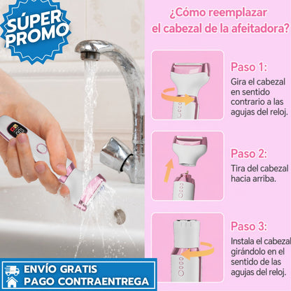Depiladora 4 en 1 Recargable que Elimina el Vello sin Dolor, Protege la Piel y Deja un Acabado Suave en Minutos