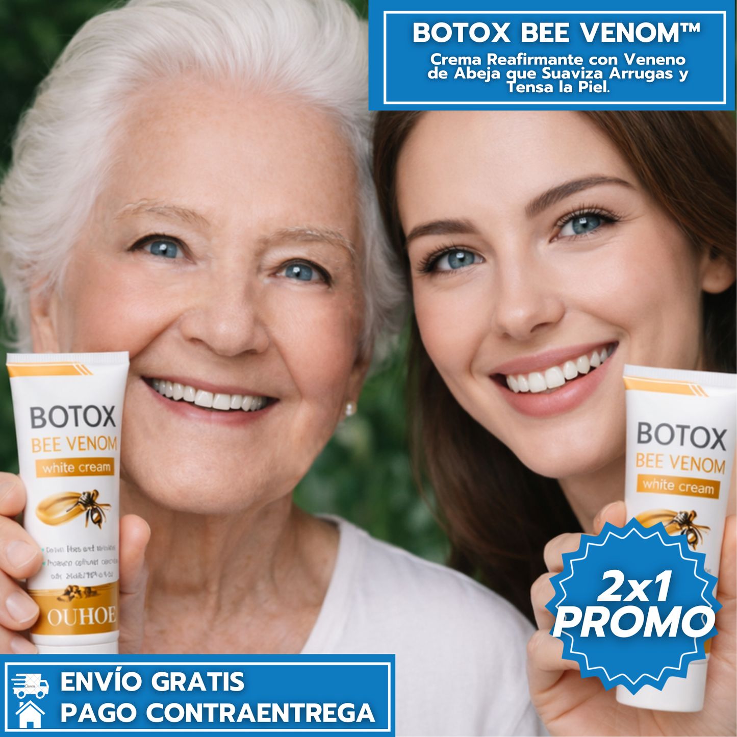 Oferta Especial: 2x1 - Botox Bee Venom Crema Reafirmante con Veneno de Abeja que Suaviza Arrugas y Tensa la Piel.